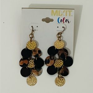 MIXIT color earrings- New- Brown, Gold
